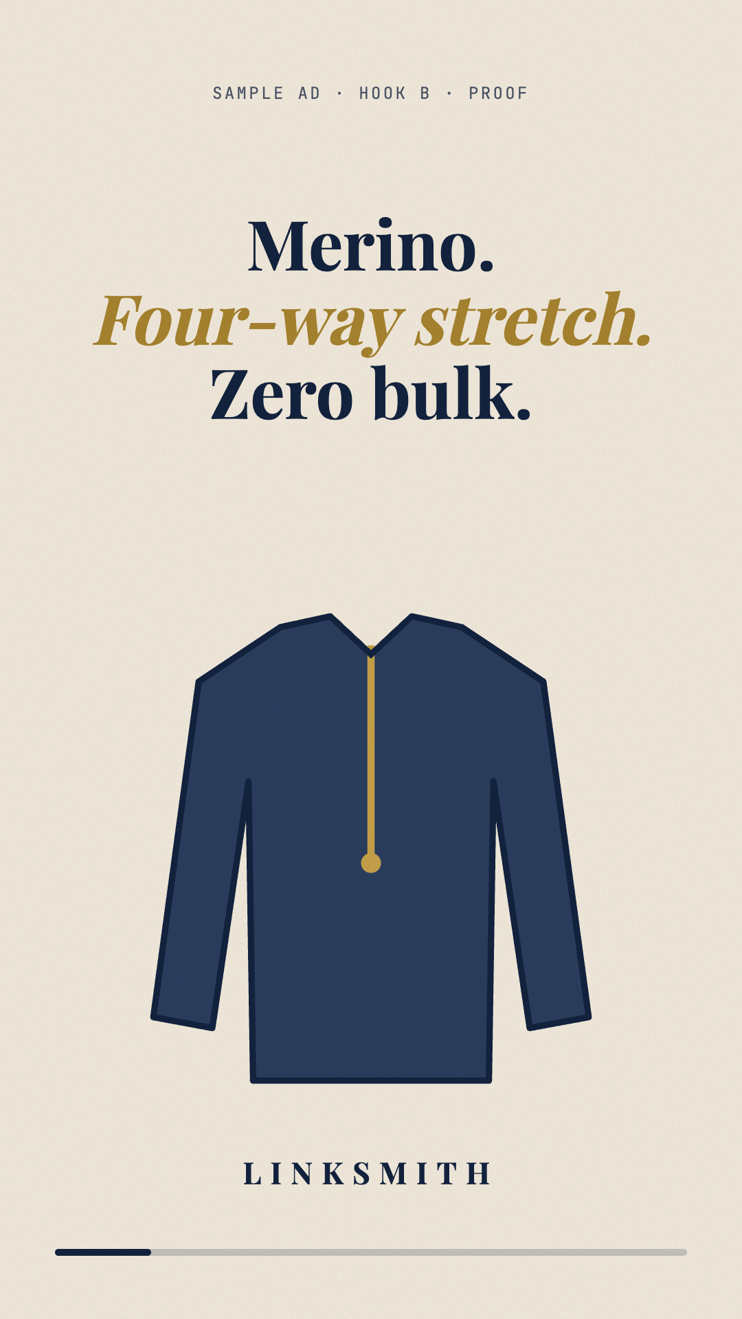 Sample ad opening, Hook B · Proof